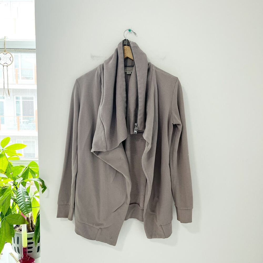 AllSaints Dahlia Gray Sweatshirt Cardigan Sweater Size XS